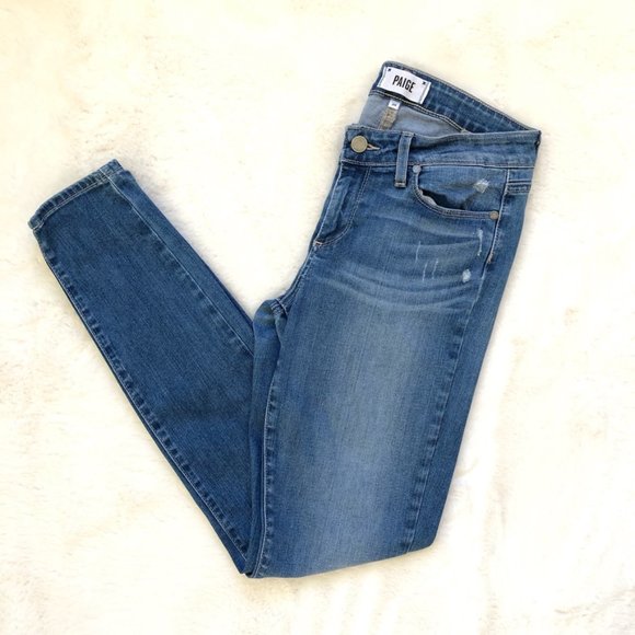 Paige Verdugo Ultra Skinny Medium Wash Destructed Jeans - Picture 2 of 13
